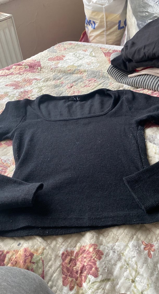 Siyah.  Kapüşonlu Kadın Sweatshirt alana siyah bady hediye - Görsel 3