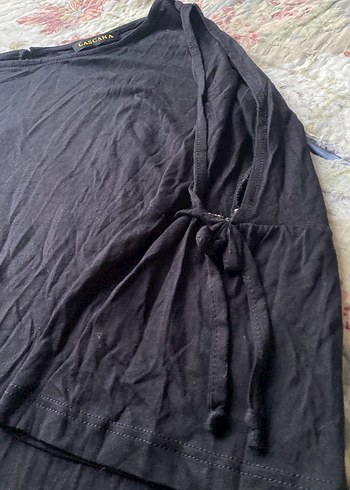 Siyah Uzun Kollu penye pamuklu bluz sıfır ürün - Görsel 2