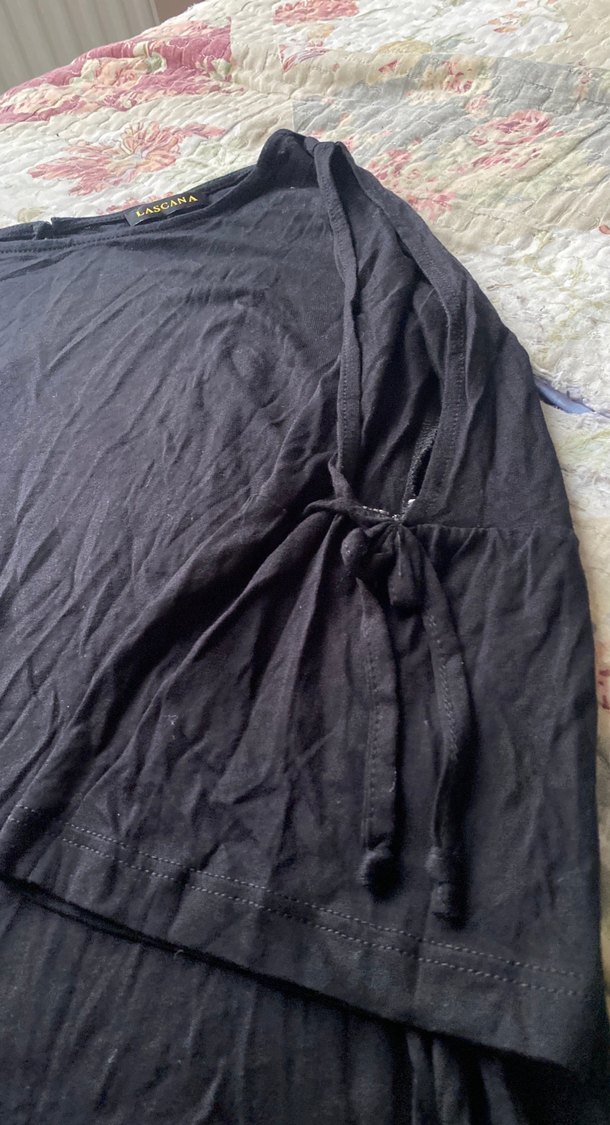 Siyah Uzun Kollu penye pamuklu bluz sıfır ürün - Görsel 2