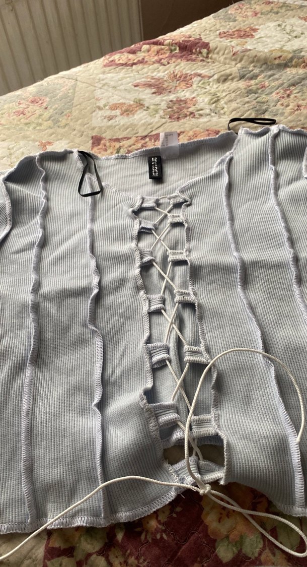 Bebek mavi sıfır ürünler  Strappy Halter Yaka Kadın Bluz - Görsel 2