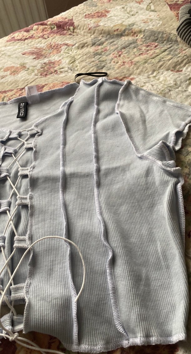 Bebek mavi sıfır ürünler  Strappy Halter Yaka Kadın Bluz - Görsel 3