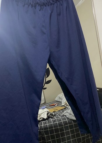 Kadın Mavi Midi Drapeli Rahat Pantolonbluz 52 54 beden
