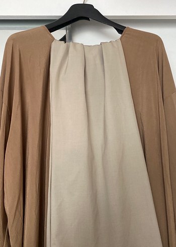 Bej Drapeli Uzun Keten pant ve tunik uzun kollu