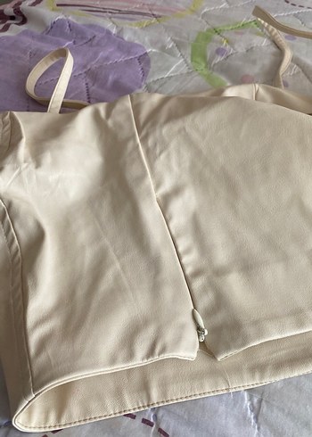 41 Beden camel Renk Bej Renkli Göğüs Destek mini üst deri