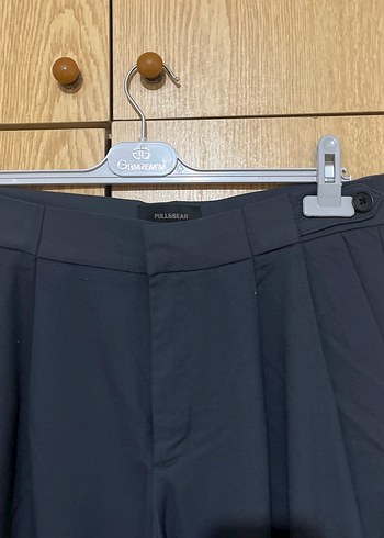 Lacivert Pilili Kadın Kumaş Pantolon - Görsel 2