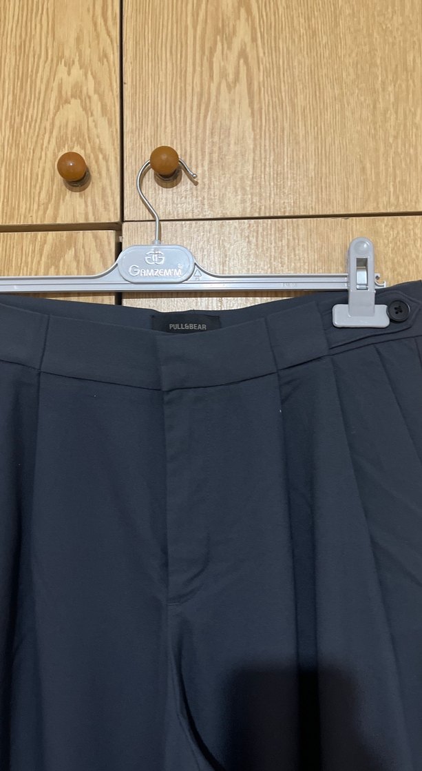 Lacivert Pilili Kadın Kumaş Pantolon - Görsel 2