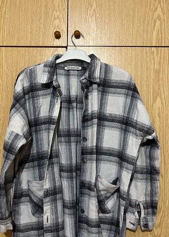 Gri Ekose Desenli Keten oduncu gömleği - Görsel 2