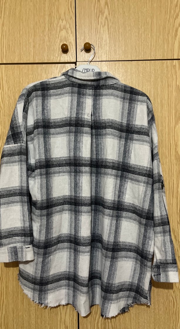 Gri Ekose Desenli Keten oduncu gömleği - Görsel 3