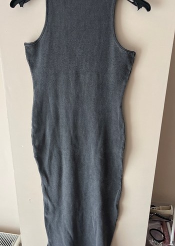 Yüksek Yakalı Gri Kolsu Elbise - Görsel 4