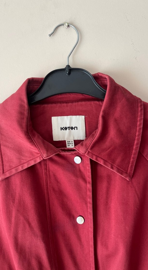 Düğmeli Uzun Kadın Trençkot - Görsel 2