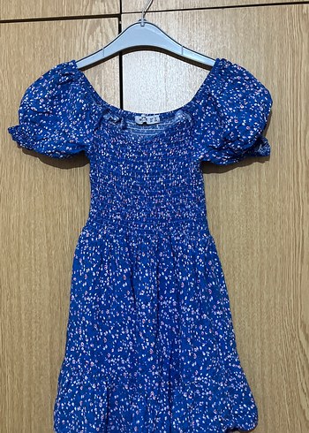 Mavi Bohem Kısa Kollu Midi Elbise - Görsel 2