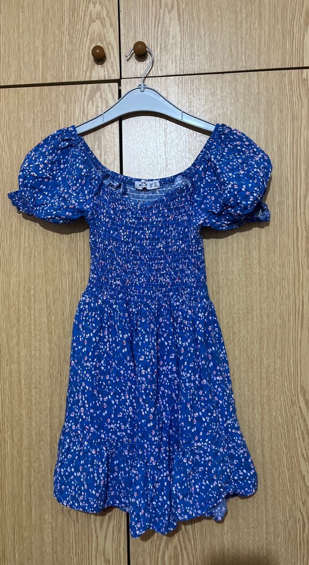 Mavi Bohem Kısa Kollu Midi Elbise - Görsel 2