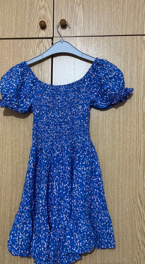 Mavi Bohem Kısa Kollu Midi Elbise - Görsel 3