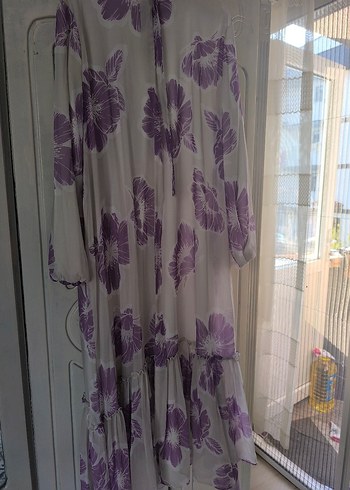 Uzun Mor Bohem Baggy Elbise - Görsel 3