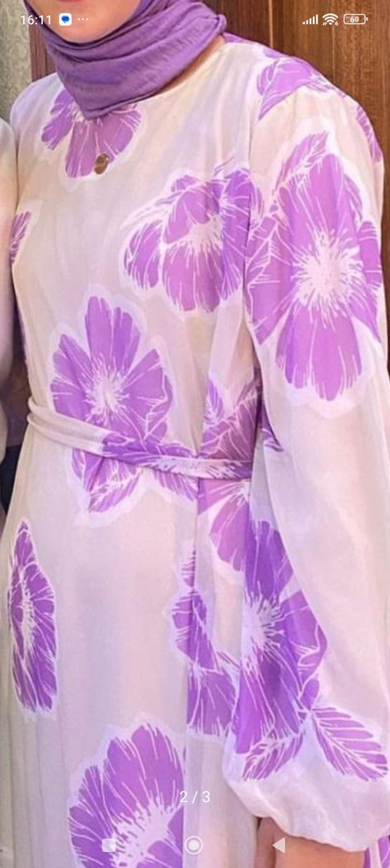 Uzun Mor Bohem Baggy Elbise - Görsel 2