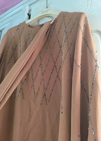 Bej İşlemeli Uzun Kollu Bohem Elbise - Görsel 4