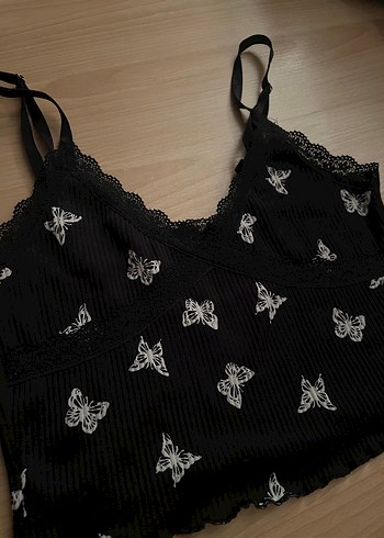 Dantel Detaylı Siyah Nakışlı Mini Atlet - Görsel 2
