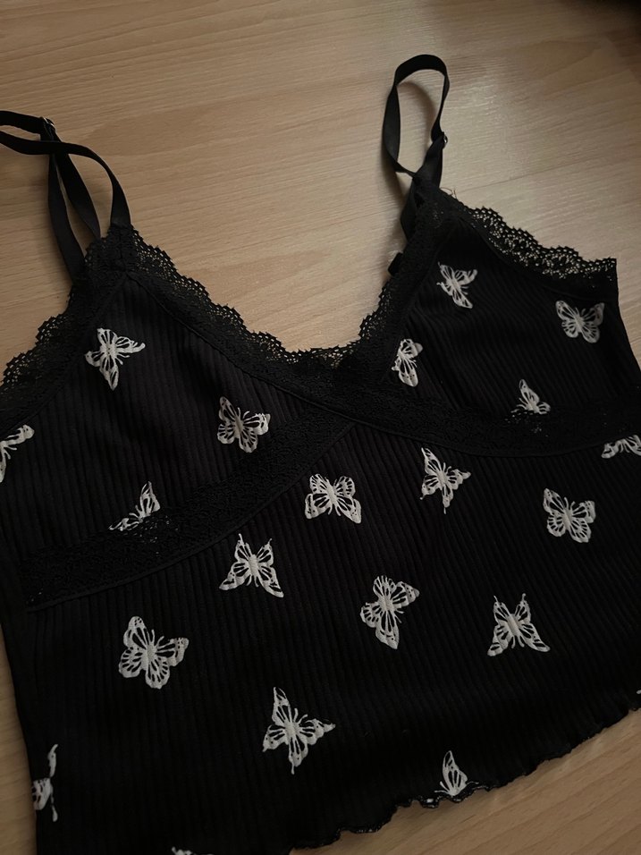 Dantel Detaylı Siyah Nakışlı Mini Atlet - Görsel 2