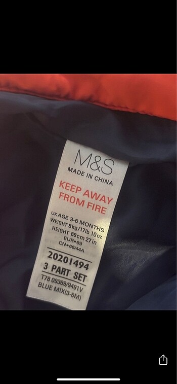 3 Ay Beden Marks&Spencer astronot 3-6 ay