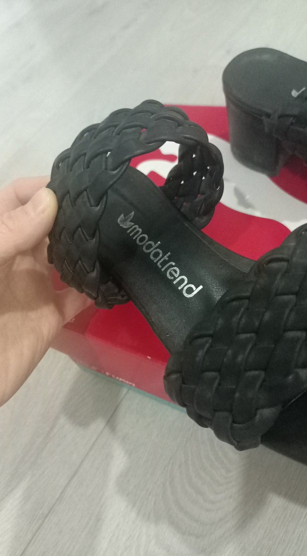 Siyah Örgü Detaylı Kadın Topuklu Terlik - Görsel 4