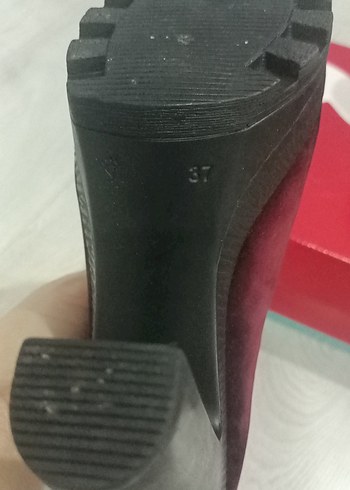 Bordo Süet Platform Topuklu Bağcıklı Kadın Bot - Görsel 4