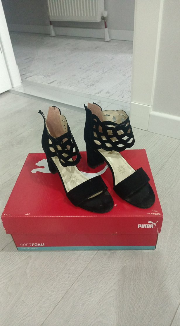 Siyah  Dantelli Blok Topuklu Ayakkabı - Görsel 2