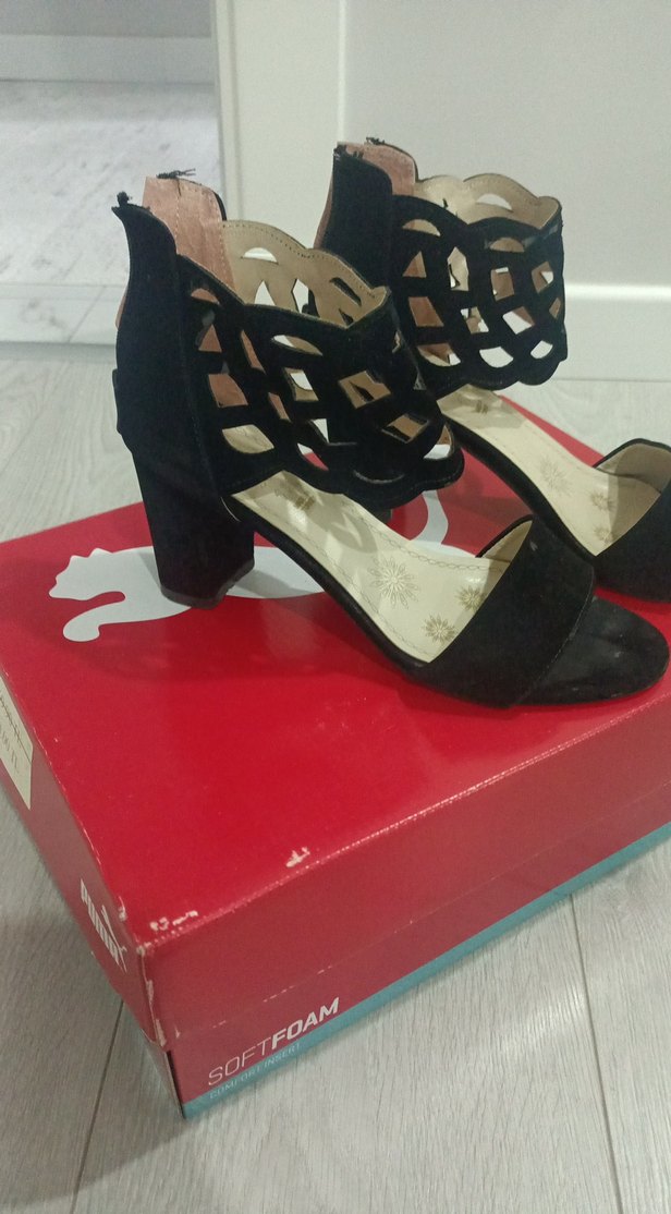 Siyah  Dantelli Blok Topuklu Ayakkabı - Görsel 3