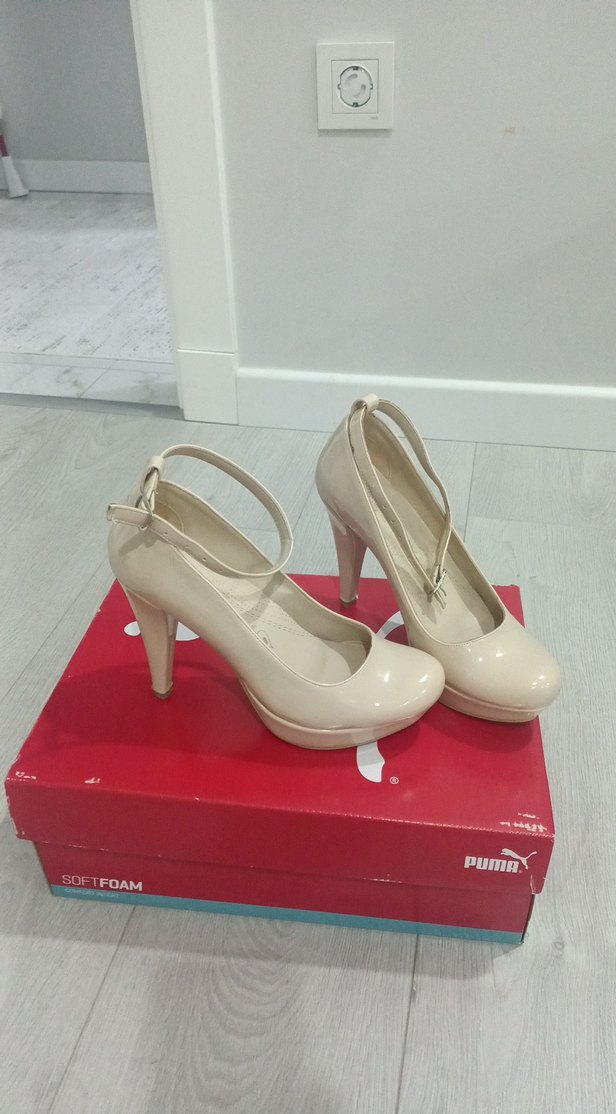 Bej Platform Topuklu Kadın Stiletto - Görsel 3