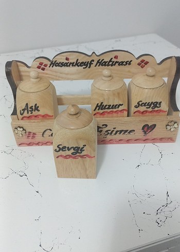 Hasankeyf Temalı Ahşap Baharatlık Seti - Görsel 3
