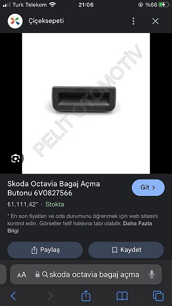 Skoda bagaj açma butono