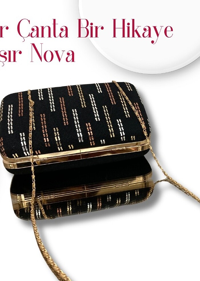 Nova El Yapımı Kadife Çanta - Görsel 5