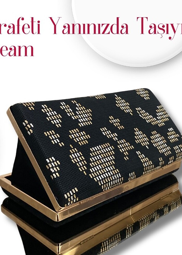 Sedef El Yapımı Kadife Çanta - Görsel 3