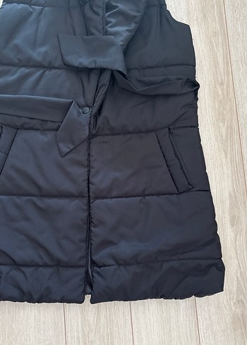 Kemerli Siyah Midi Kadın Yelek - Görsel 2