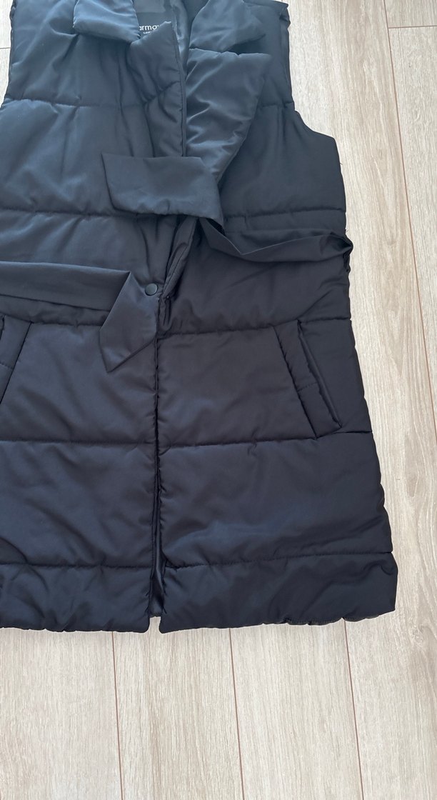 Kemerli Siyah Midi Kadın Yelek - Görsel 2