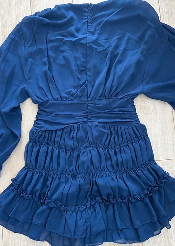 Uzun Kollu Lacivert Mini Elbise - Görsel 4