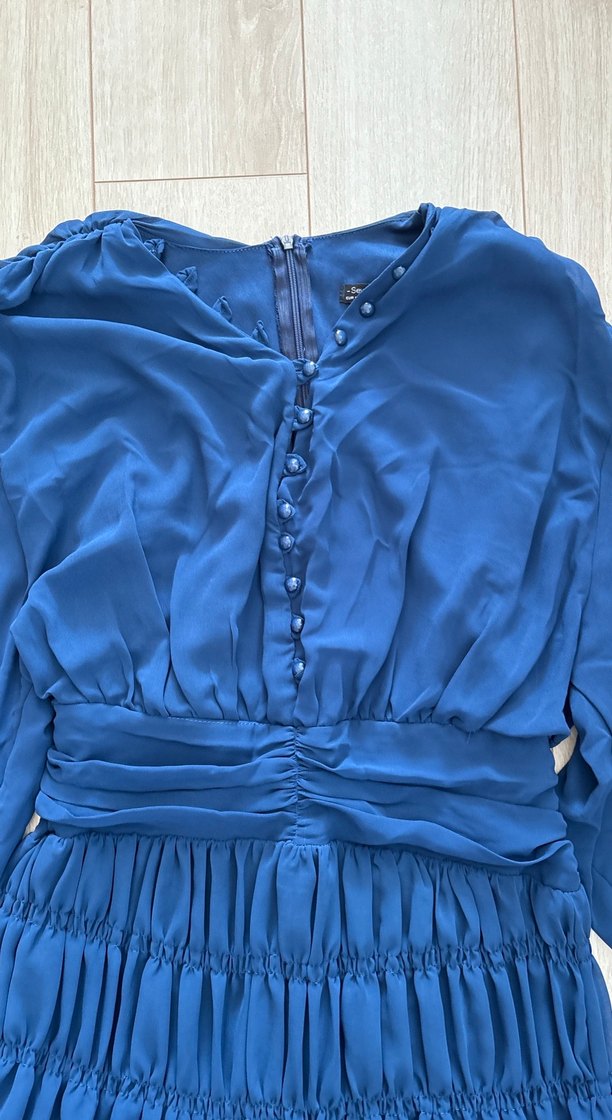 Uzun Kollu Lacivert Mini Elbise - Görsel 3