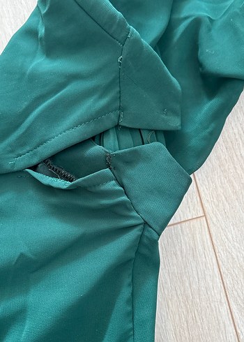 Yeşil Pilili Uzun Kollu Mini Elbise özel dikim - Görsel 4