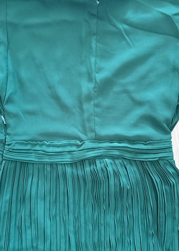 Yeşil Pilili Uzun Kollu Mini Elbise özel dikim - Görsel 5