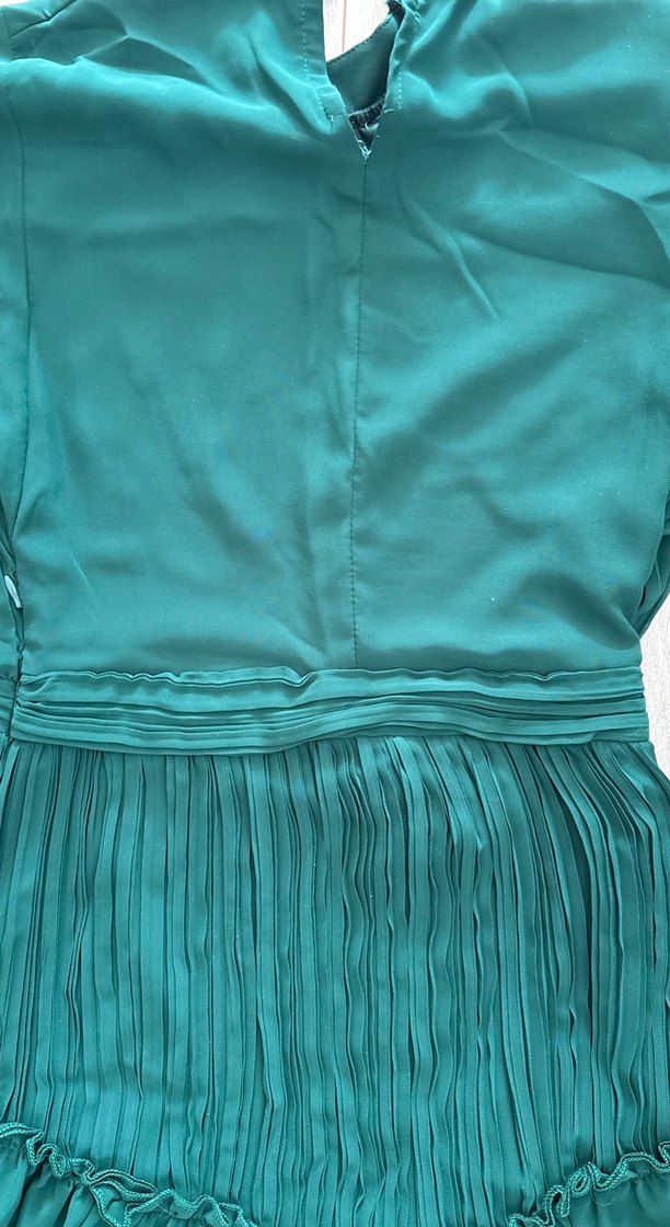 Yeşil Pilili Uzun Kollu Mini Elbise özel dikim - Görsel 5