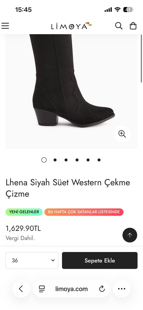 Limoya Siyah Süet Diz Altı Kadın Çizme - Görsel 2