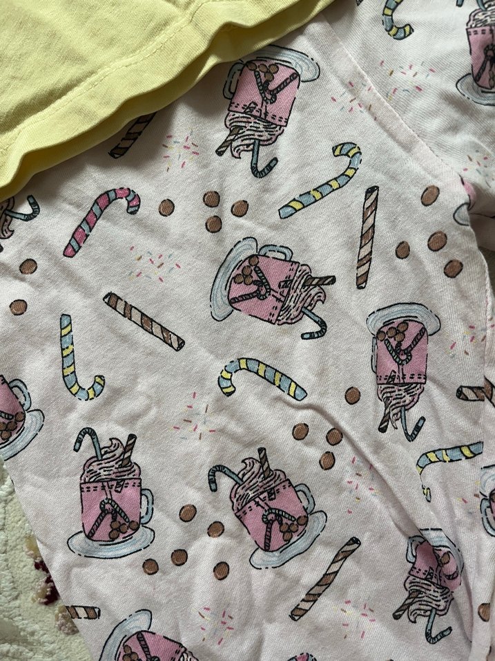 Kız Çocuk Sarı Kısa Kollu Pamuklu dondurma Takımı - Görsel 3