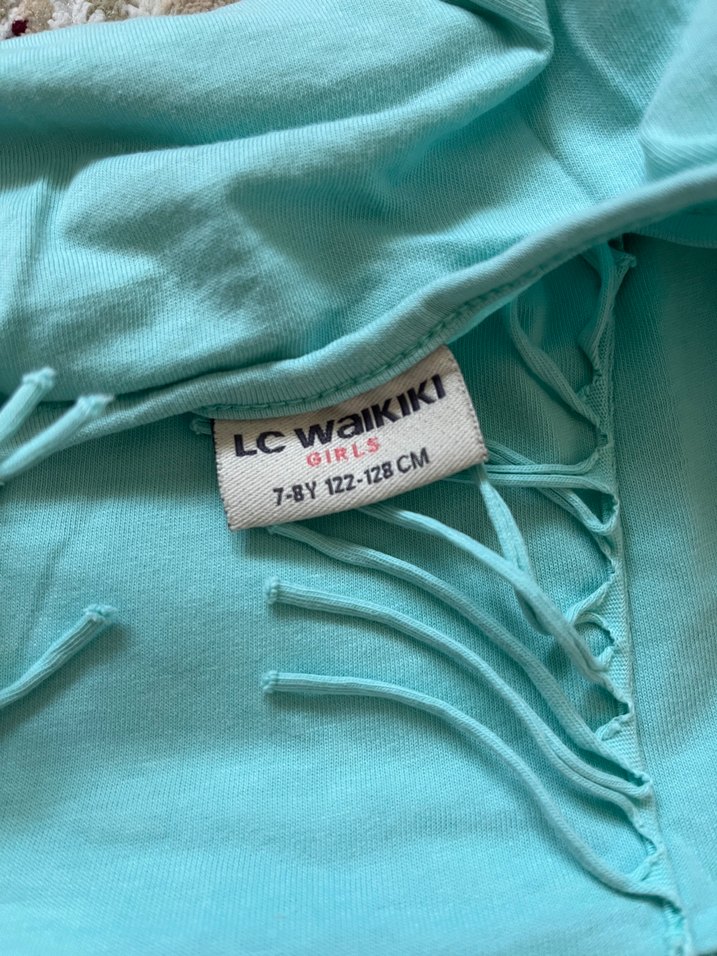 Turkuaz püsküllü Kız Çocuk Elbise - Görsel 3