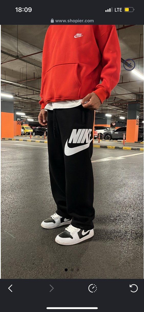 Nike Siyah Baskılı Rahat Kesim Eşofman Altı - Görsel 2