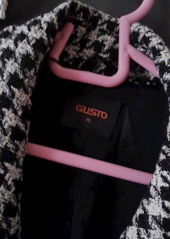 Gusto Gri Ekose Desenli Düğmeli Kadın Blazer