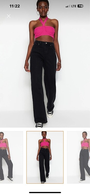 Siyah Wide Leg Yüksek Bel Jean