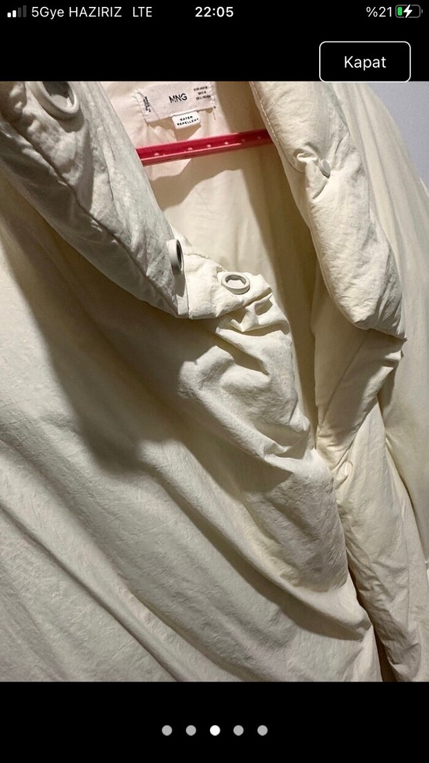 Pamuk Beyaz Düğmeli Midi Kadın Ceket - Görsel 3