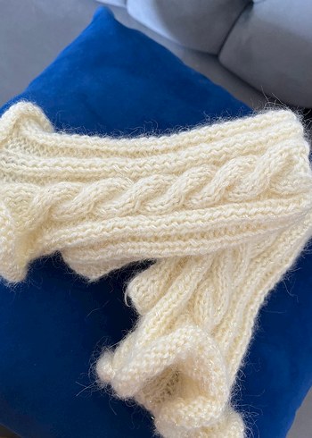 Beyaz Örgü Bohem Kadın Eldiveni - Görsel 3