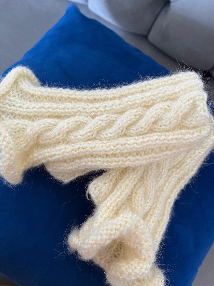 Beyaz Örgü Bohem Kadın Eldiveni - Görsel 3