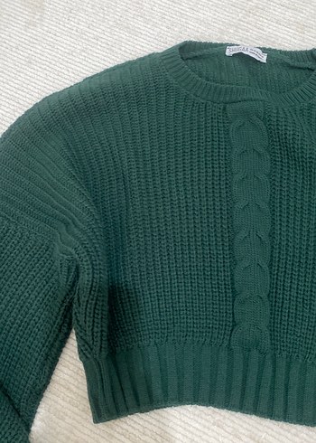 Kadın Koyu Yeşil Örgü Kazak - Görsel 3