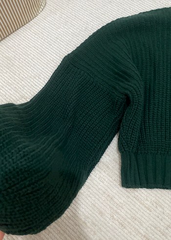 Kadın Koyu Yeşil Örgü Kazak - Görsel 2